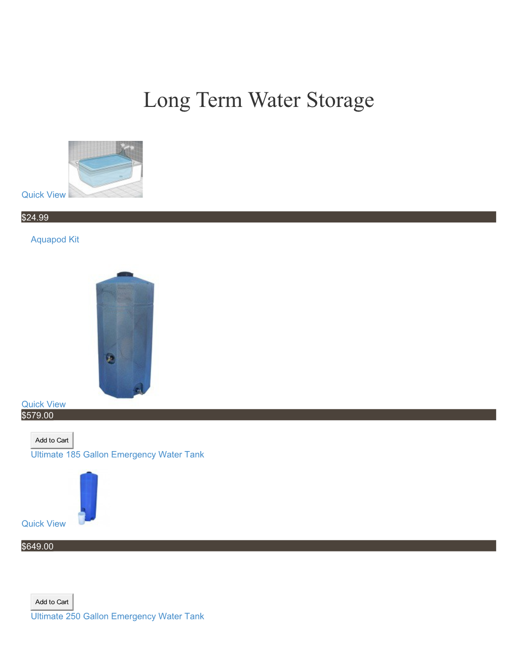 Long Term Water Storage