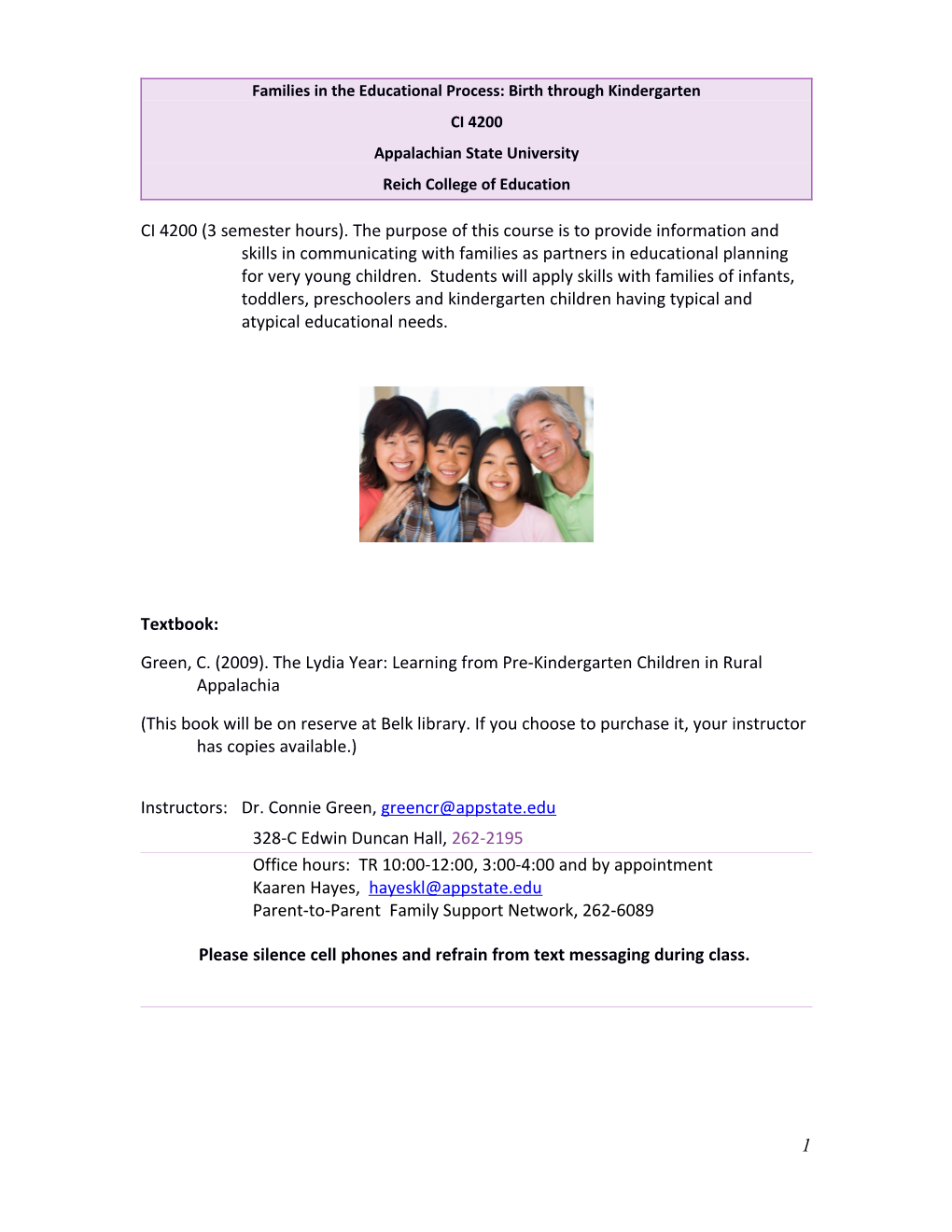 Families in the Educational Process: Birth Through Kindergarten