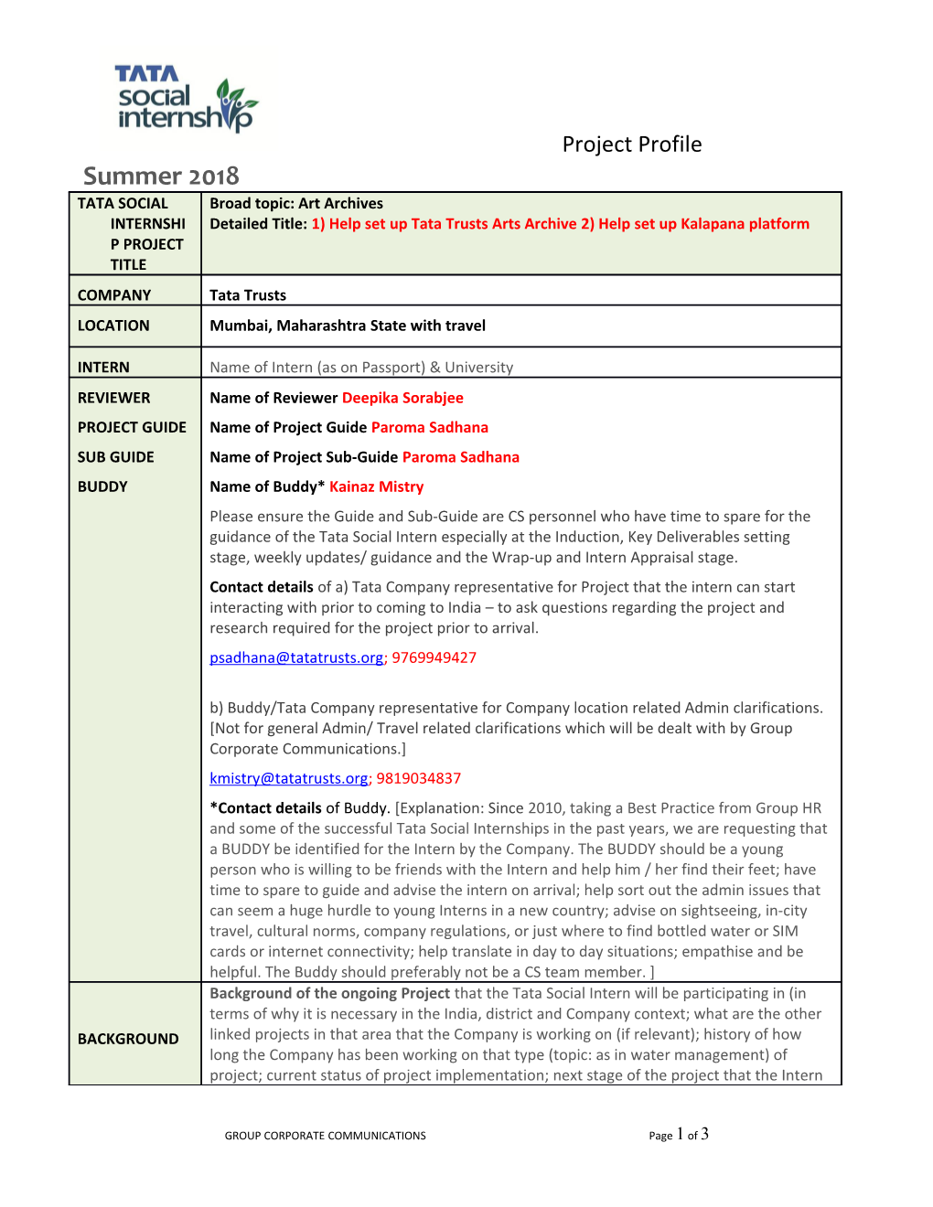 Tata ISES Project Profile