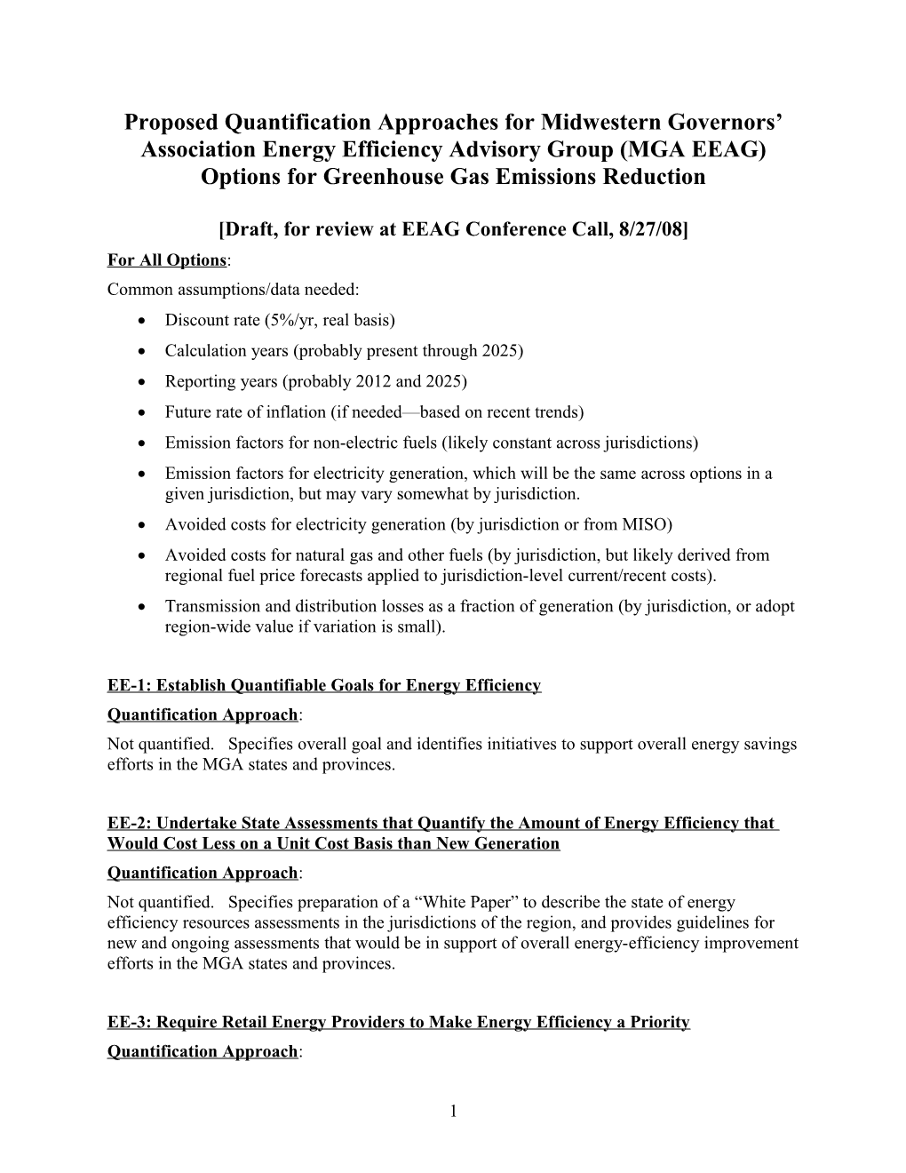 Proposed Quantification Approaches for Midwestern Governors Association Energy Efficiency