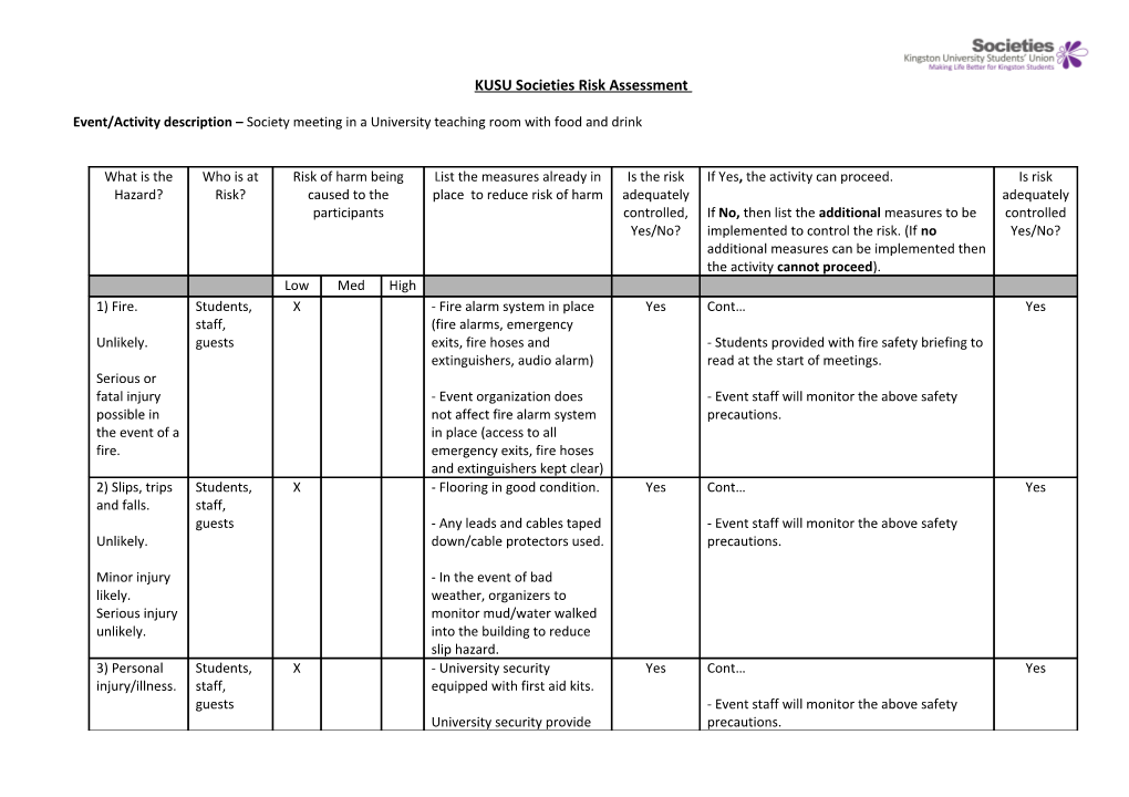 Risk Assessment for Community Action s1