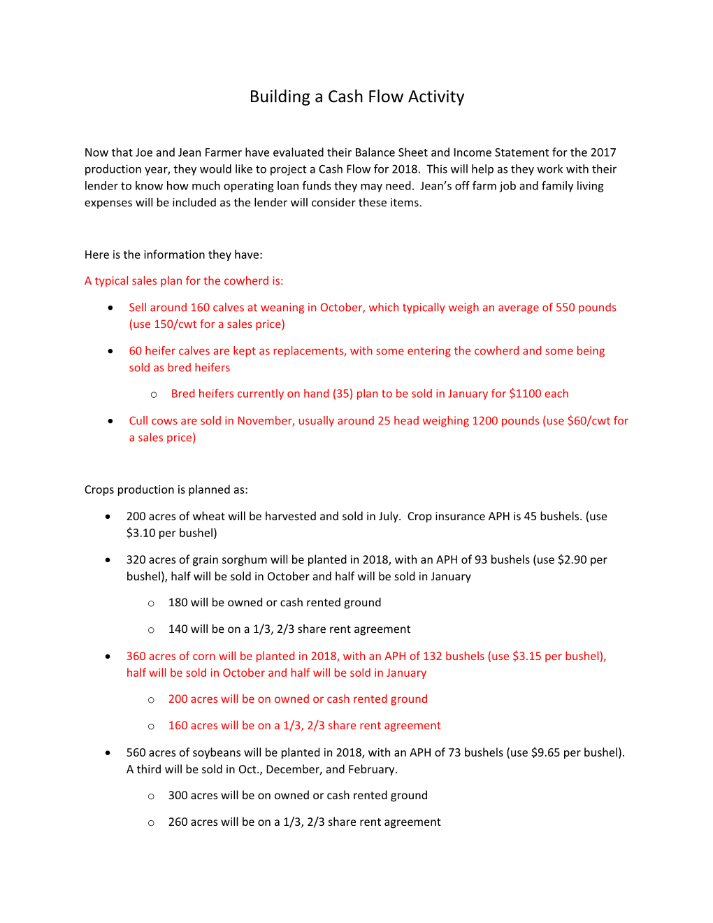 Building a Cash Flow Activity