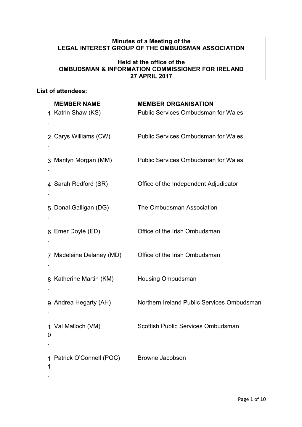 Legal Interest Group of the Ombudsman Association