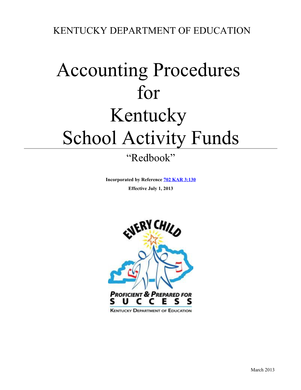 Accounting Procedures for Kentucky School Activity Funds