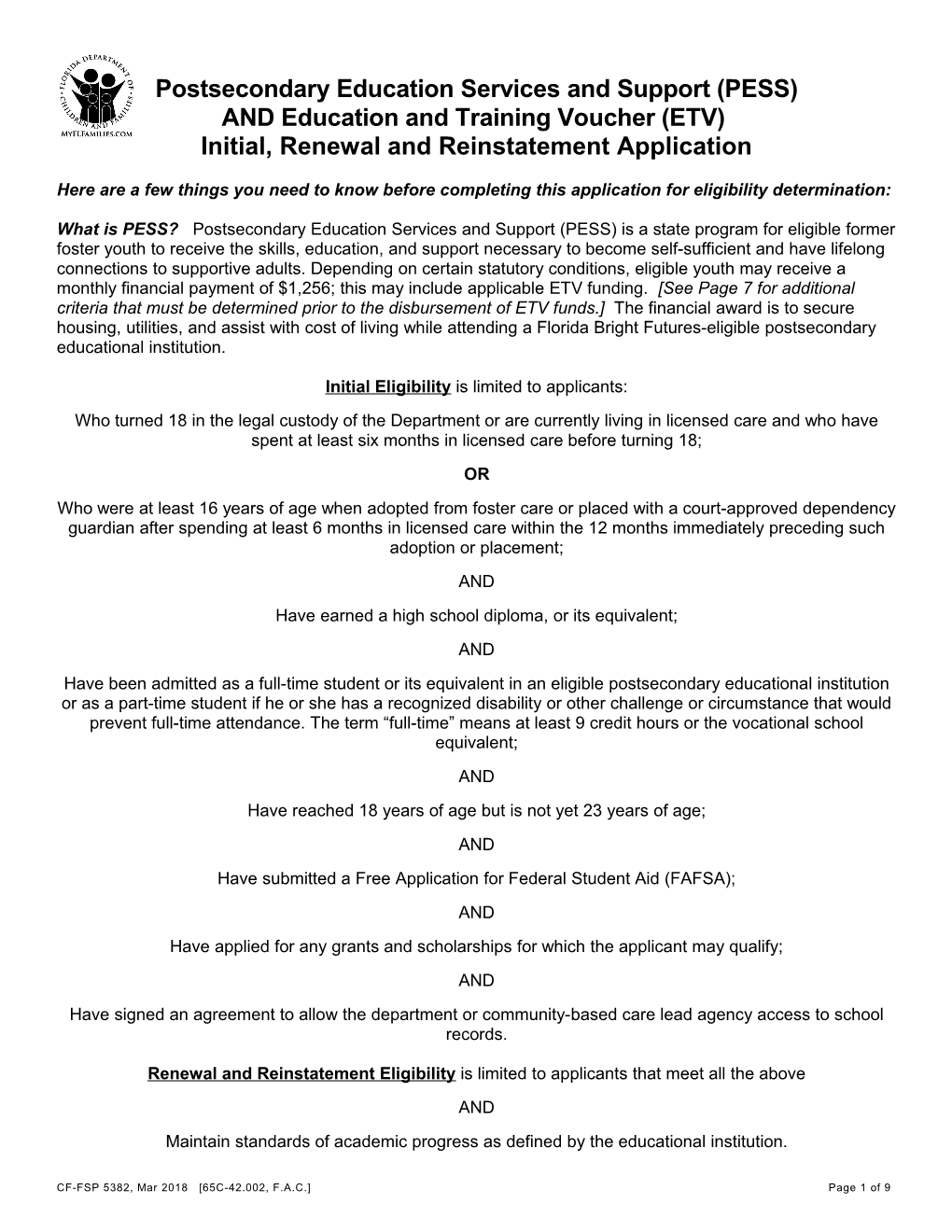 Initial, Renewal and Reinstatement Application