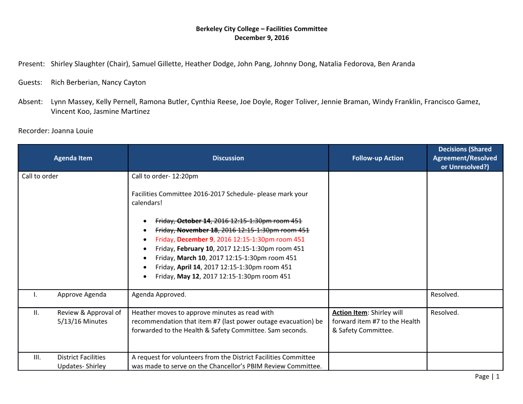 Berkeley City College Facilities Committee