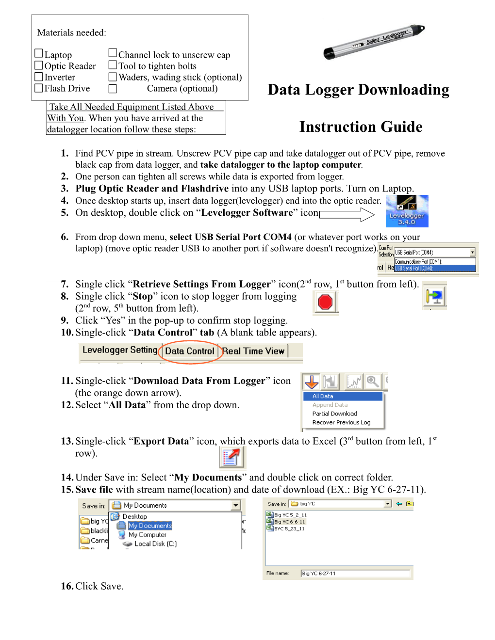 Data Logger Downloading