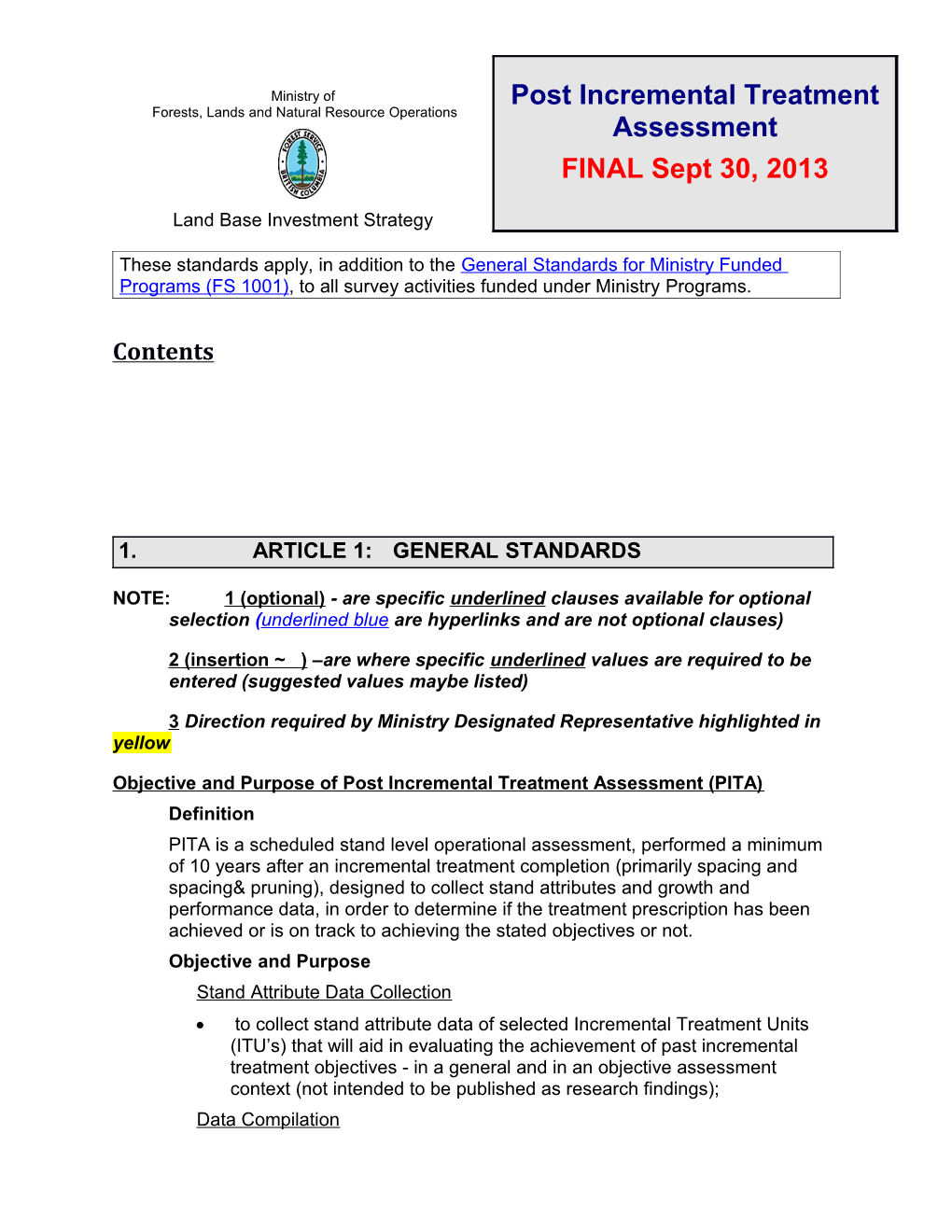 Post Incremental Treatment Assessment