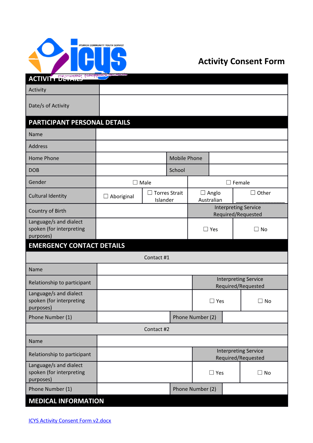 Activity Consent Form