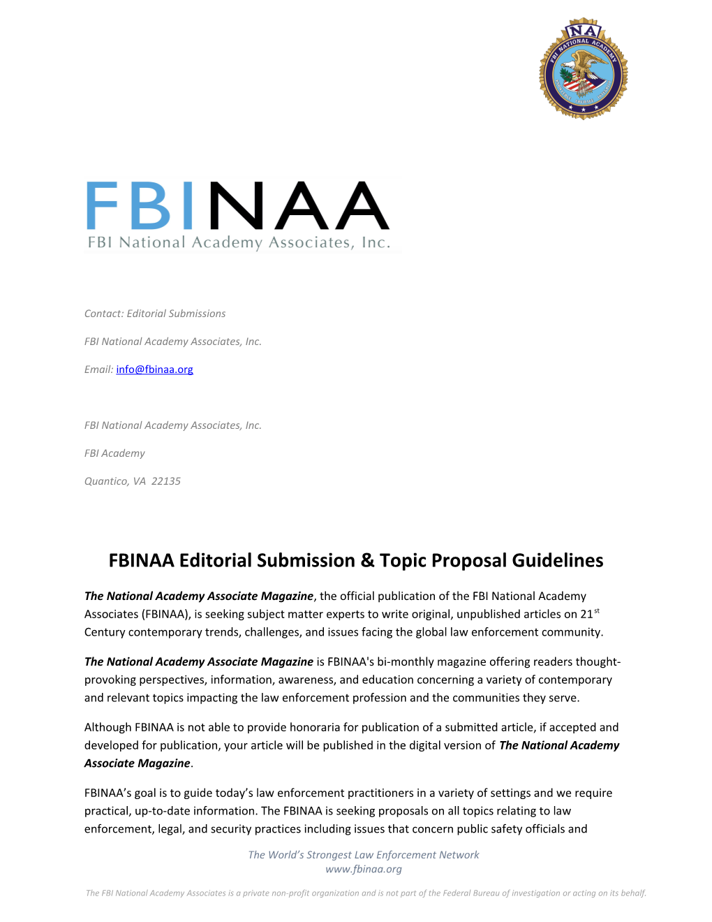 FBINAA Press Release