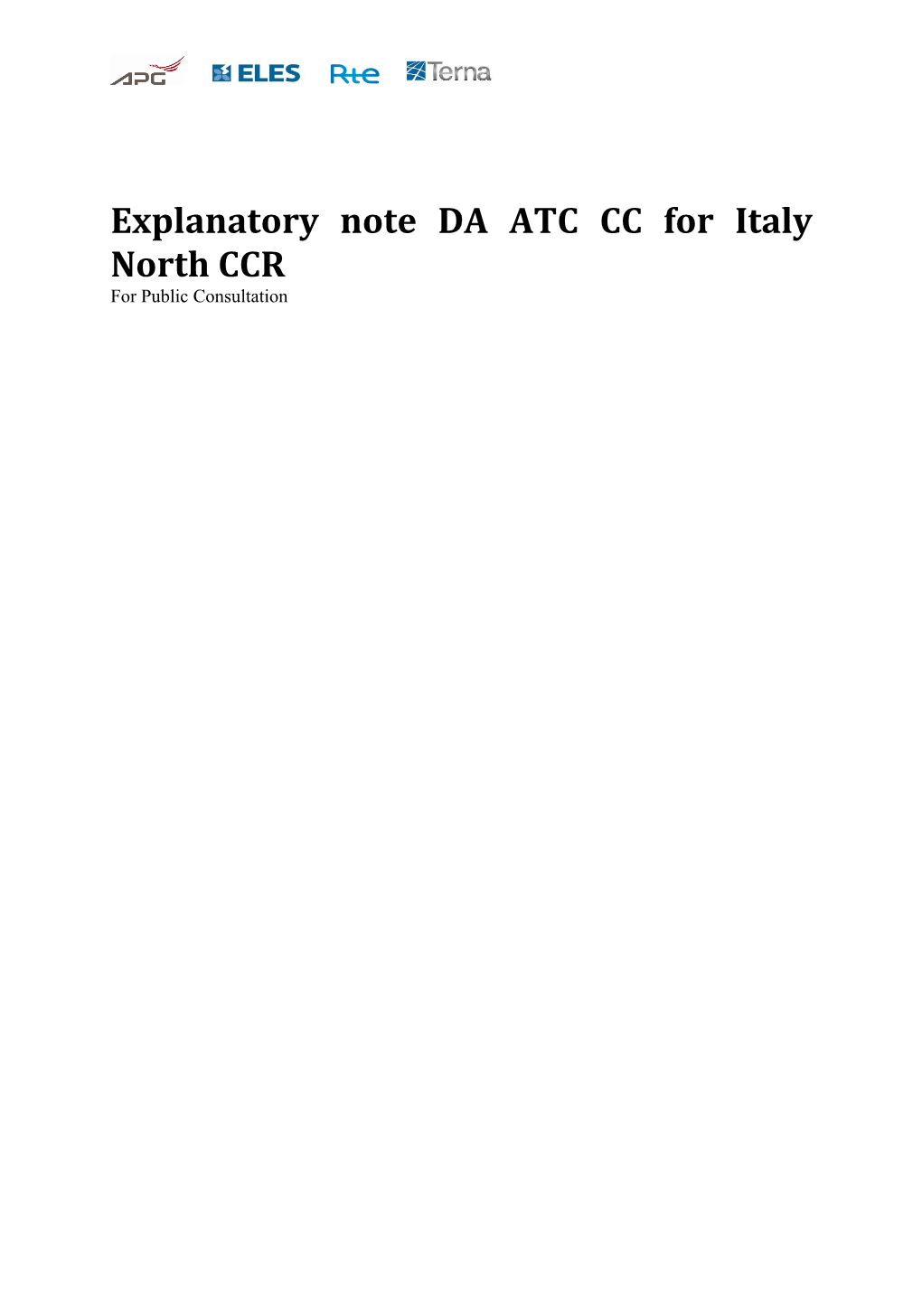 Explanatory Note DA ATC CC for Italy North CCR