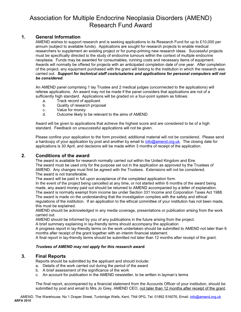 Association for Multiple Endocrine Neoplasia Disorders (AMEND)