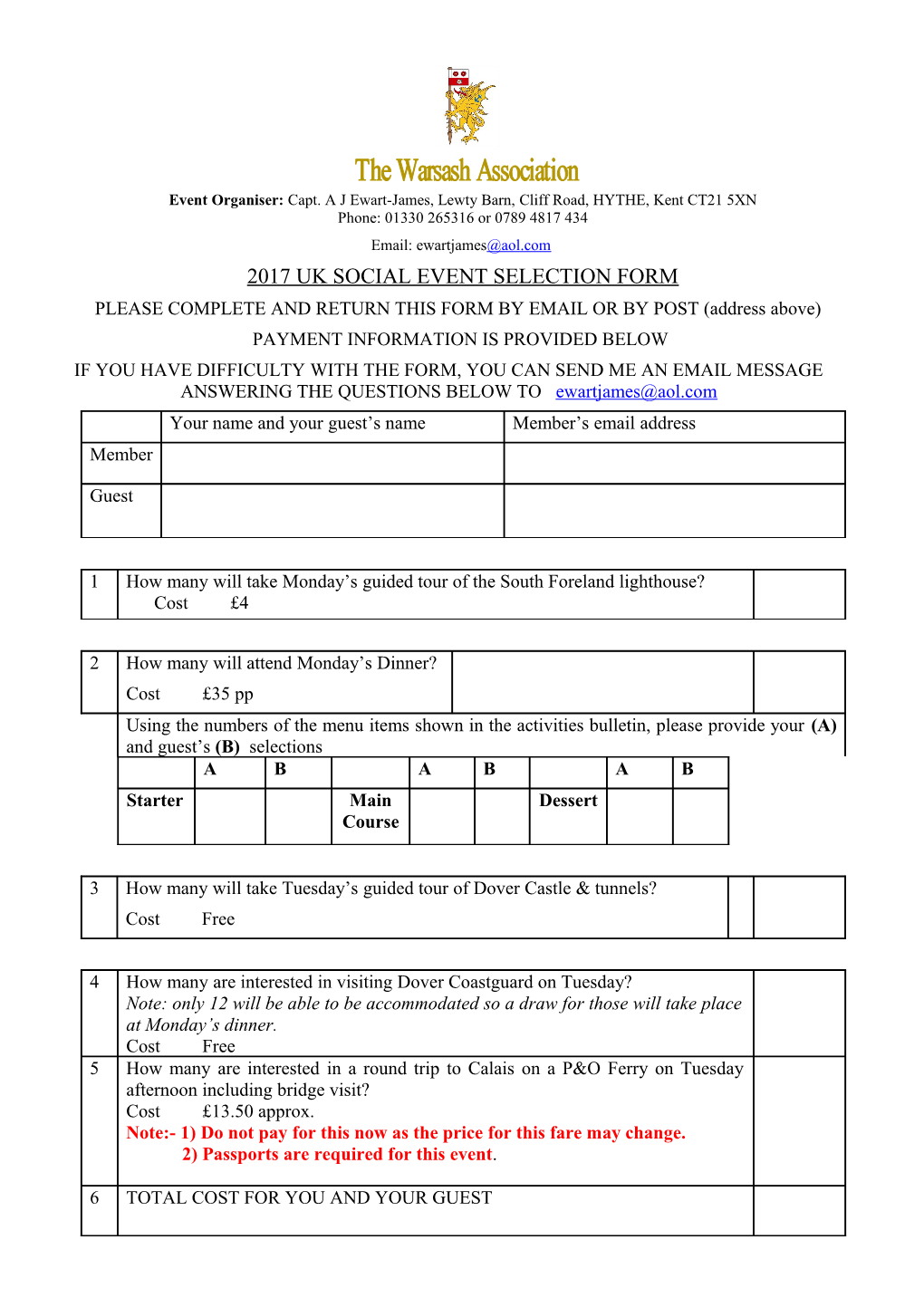 2017Uk Social Event Selection Form