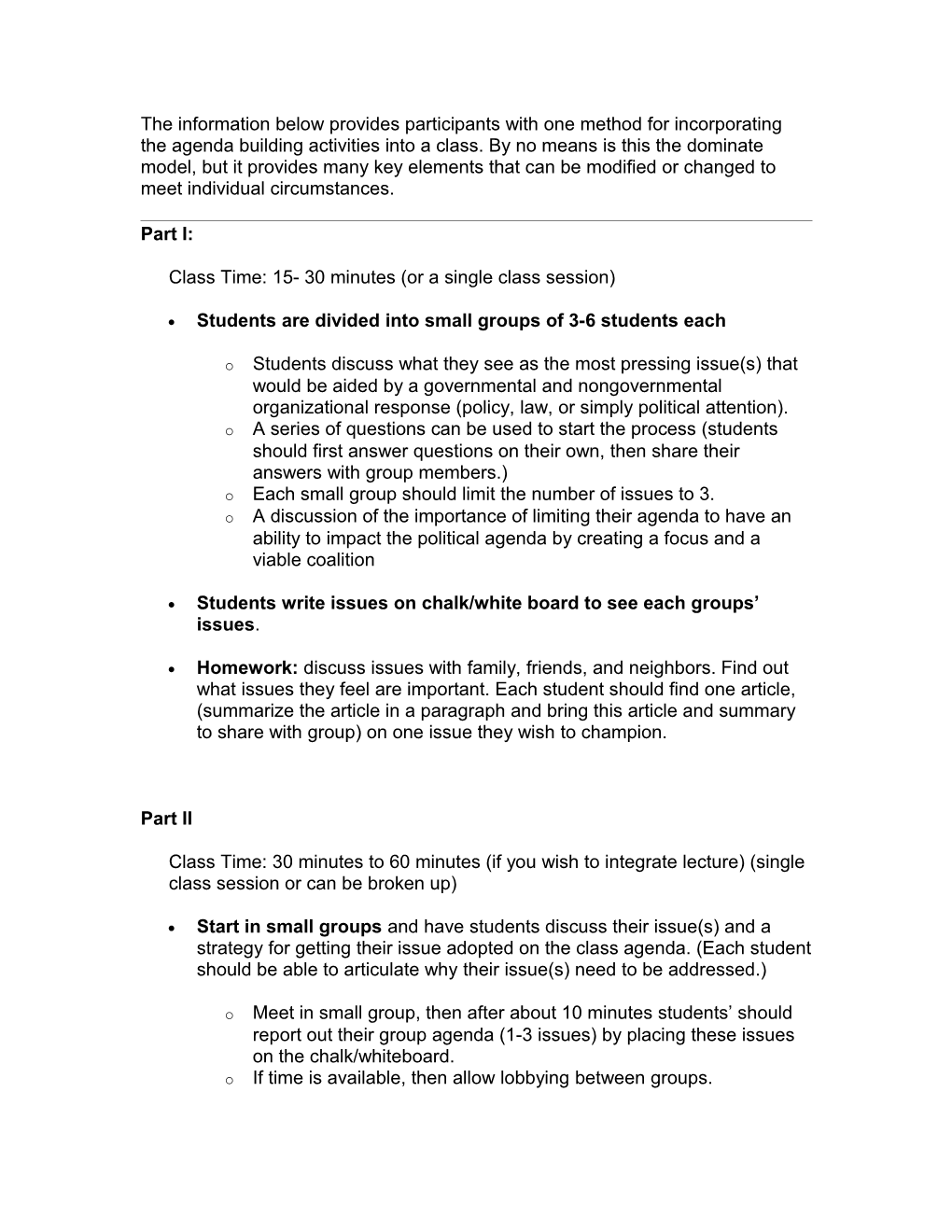 Example: the Information Below Provides Participants with One Methods for Incorporating