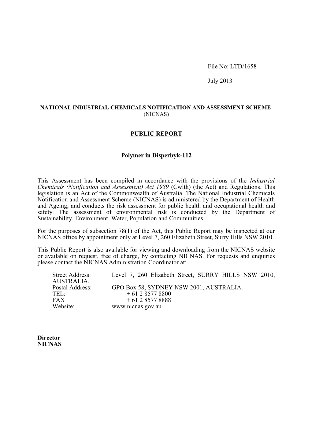 National Industrial Chemicals Notification and Assessment Scheme s33