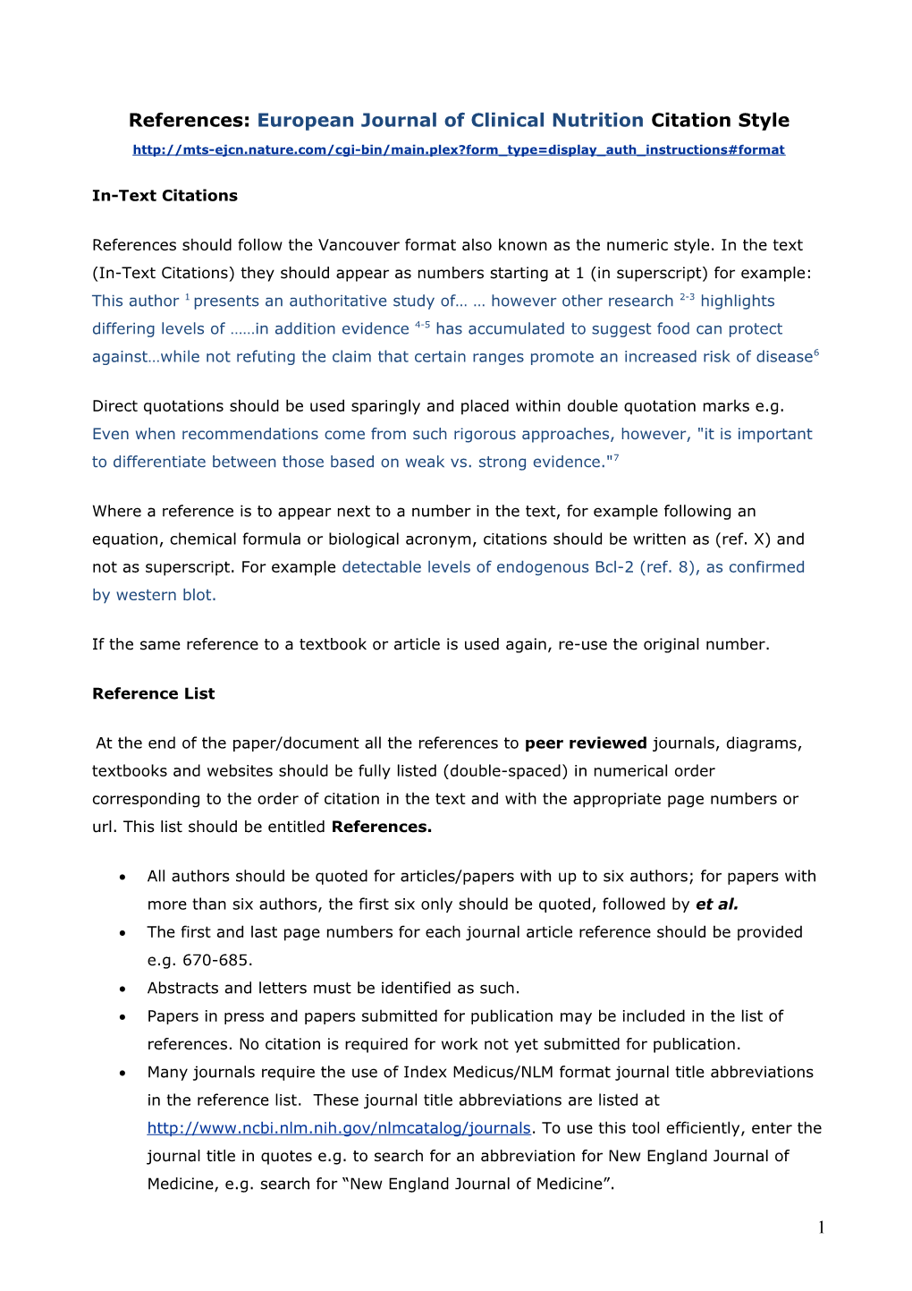 European Journal of Nutrition Citation Style