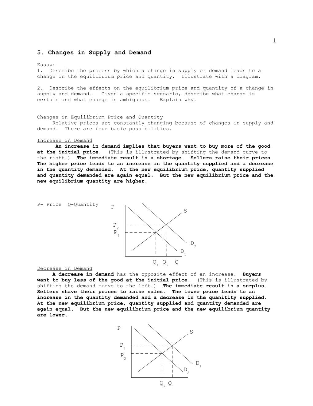 5. Changes in Supply and Demand