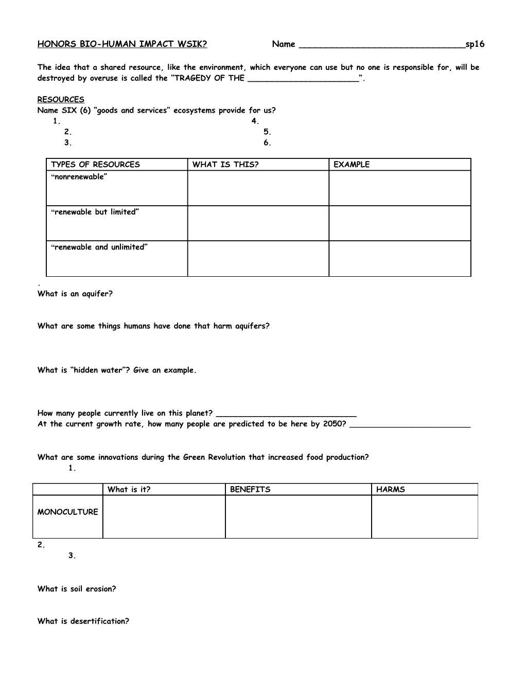 WHAT SHOULD I KNOW ABOUT HUMAN IMPACT Chapter 6