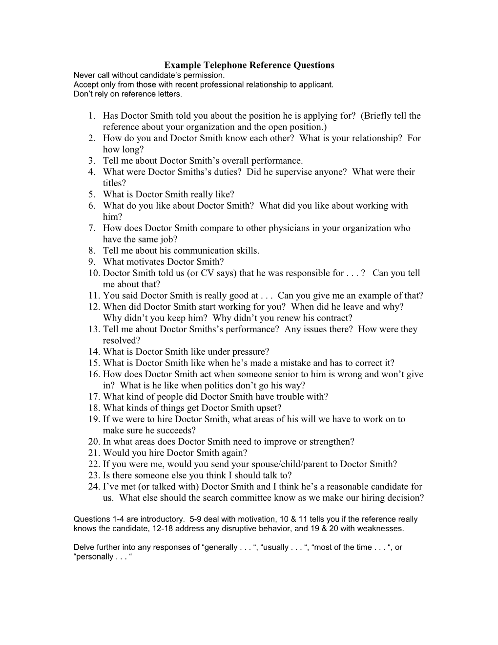 Example Telephone Reference Questions