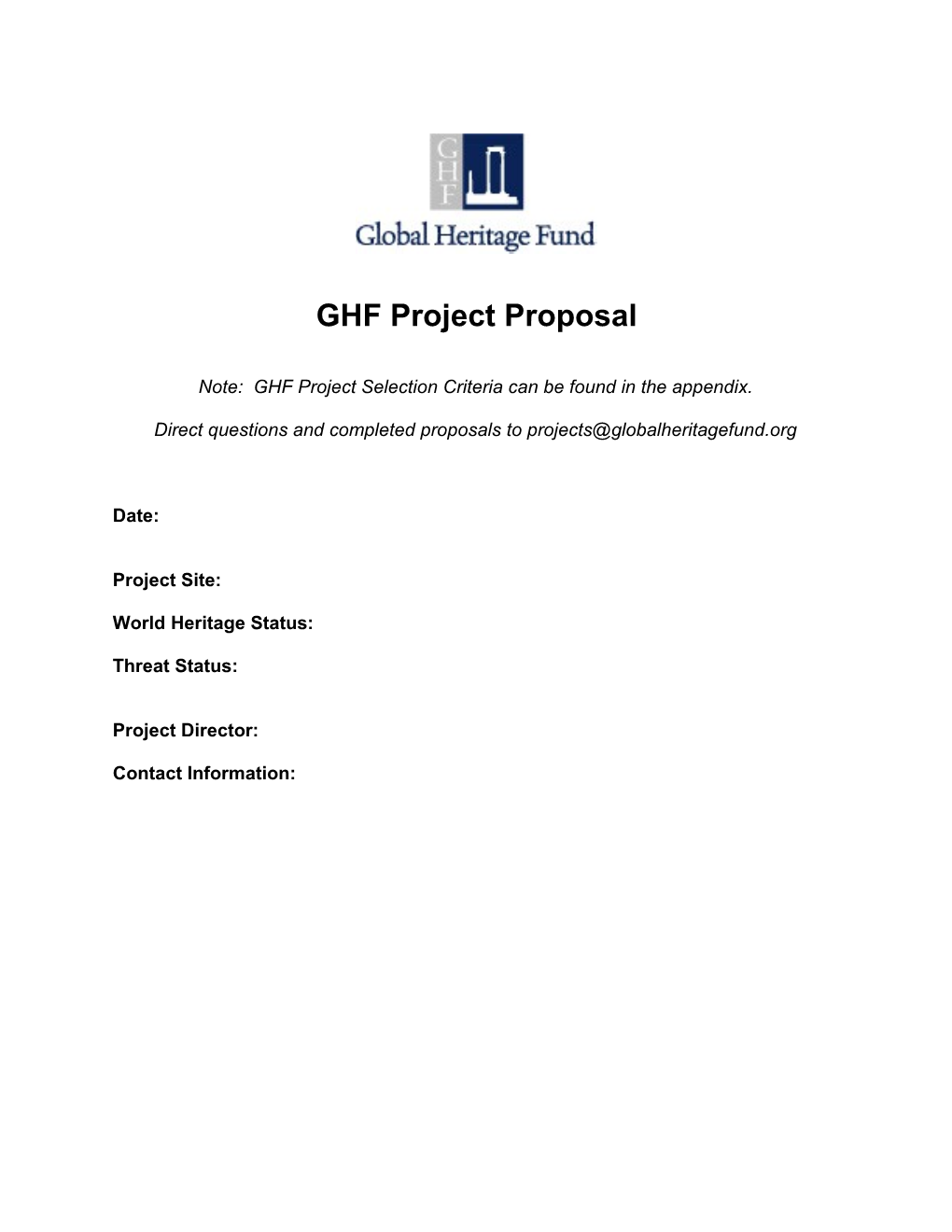 GHF Project Proposal