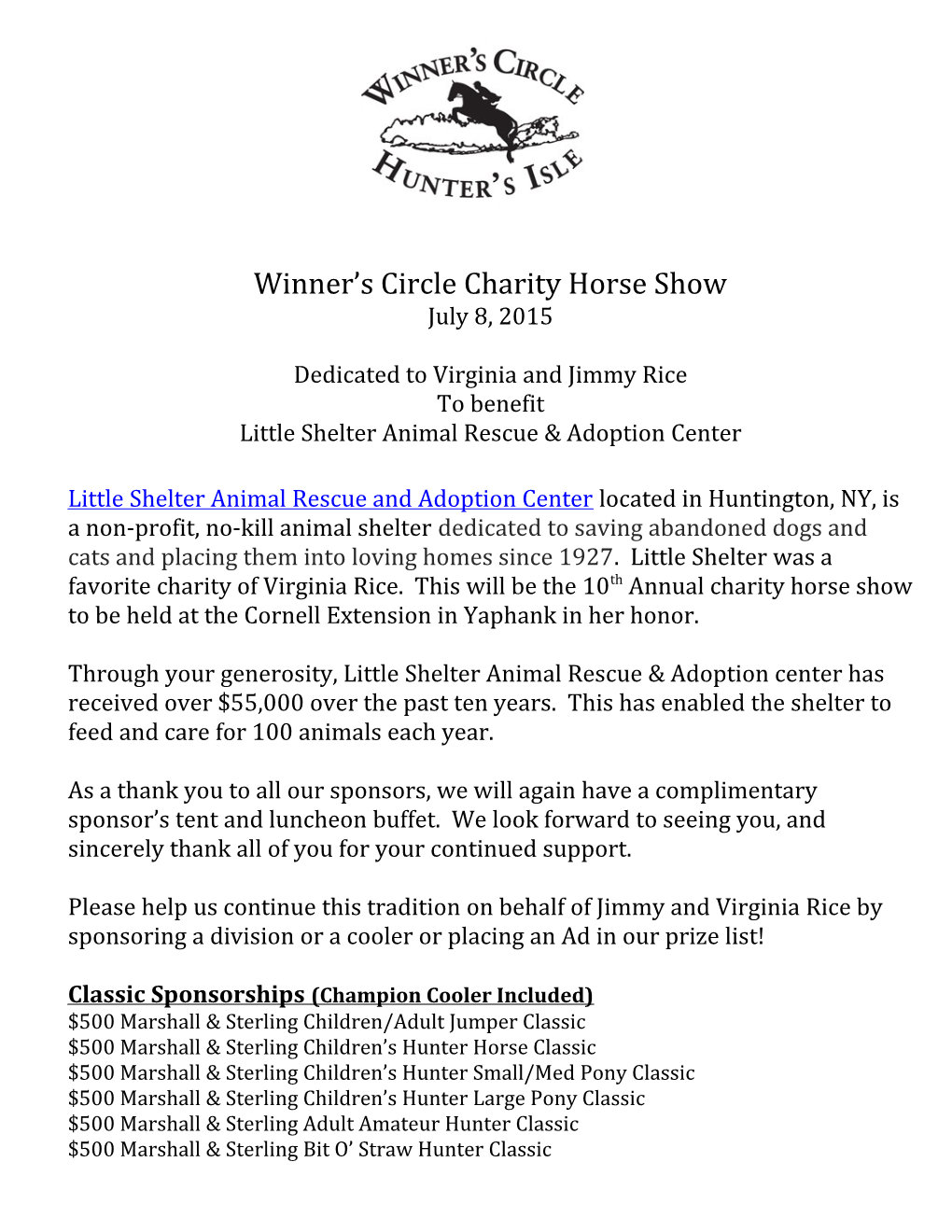 Winner S Circle Charity Horse Show