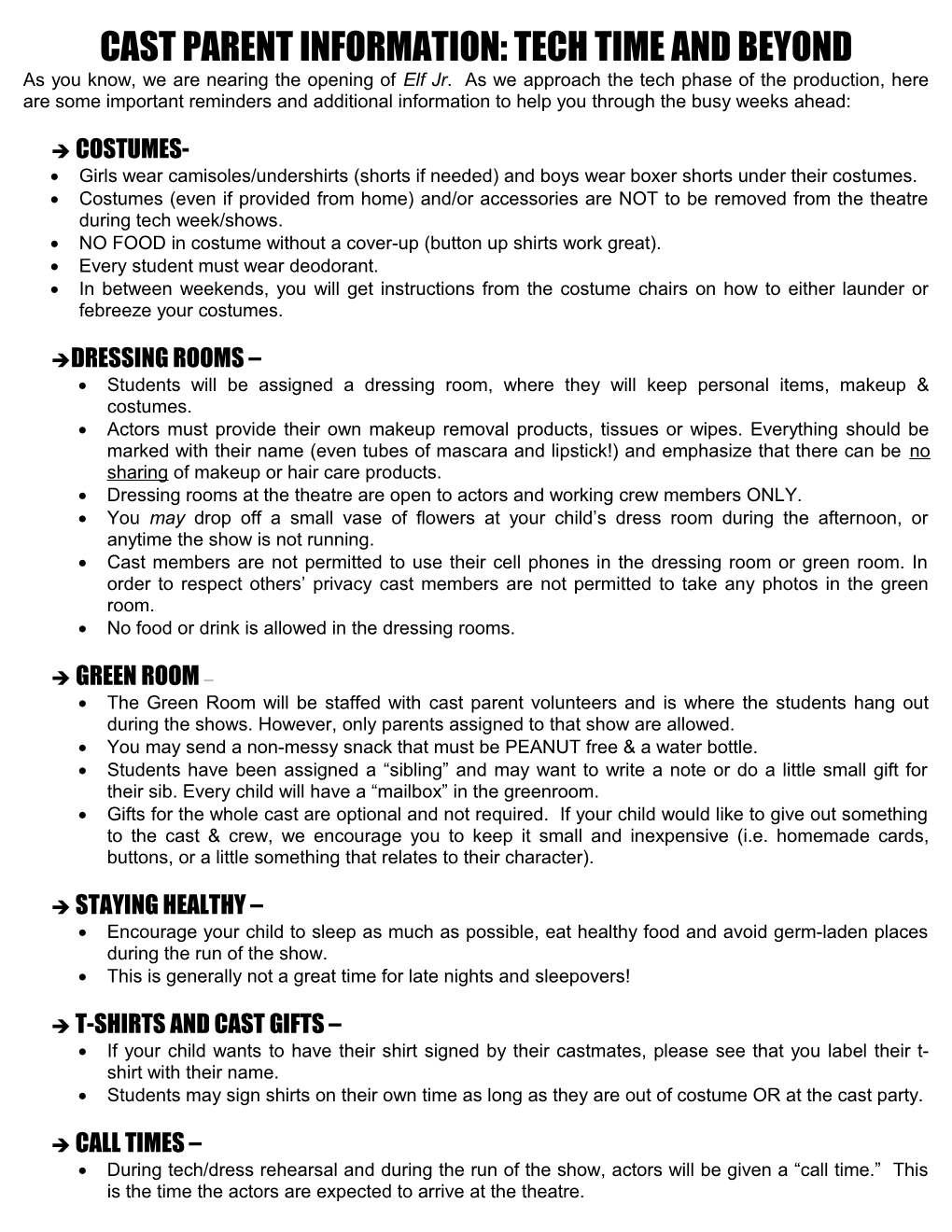 Cast Parent Survival Sheet