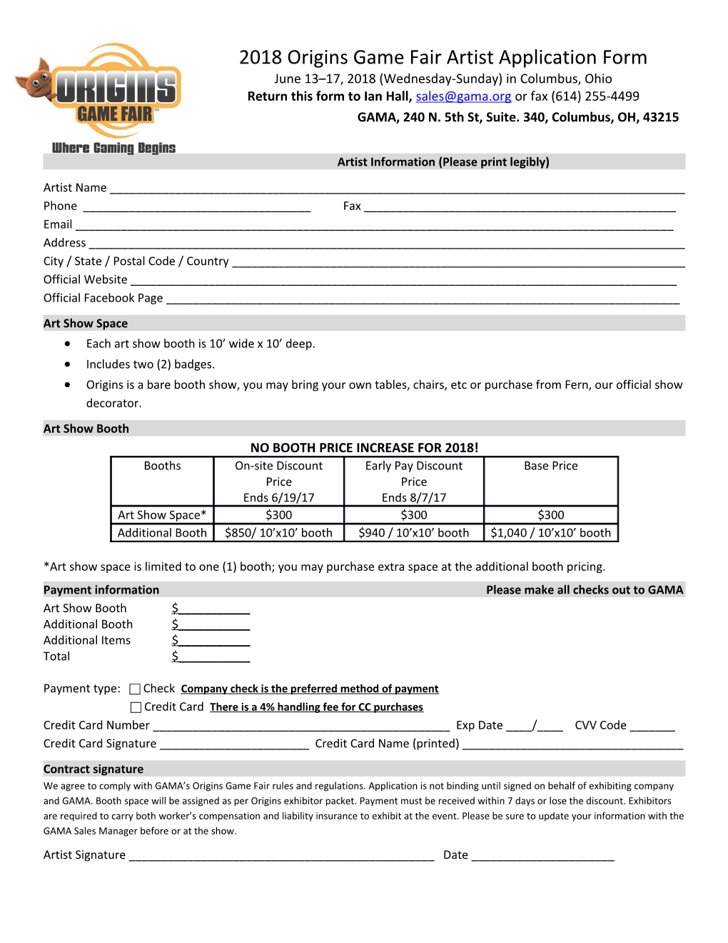 Return This Form to Ian Hall, Or Fax (614) 255-4499