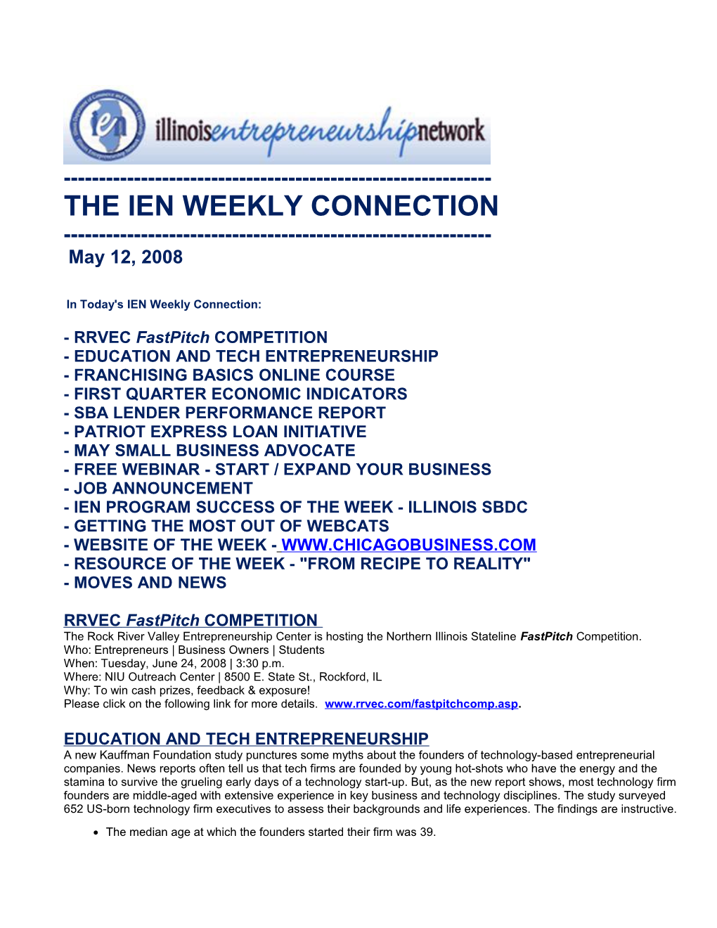 In Today'sien Weekly Connection