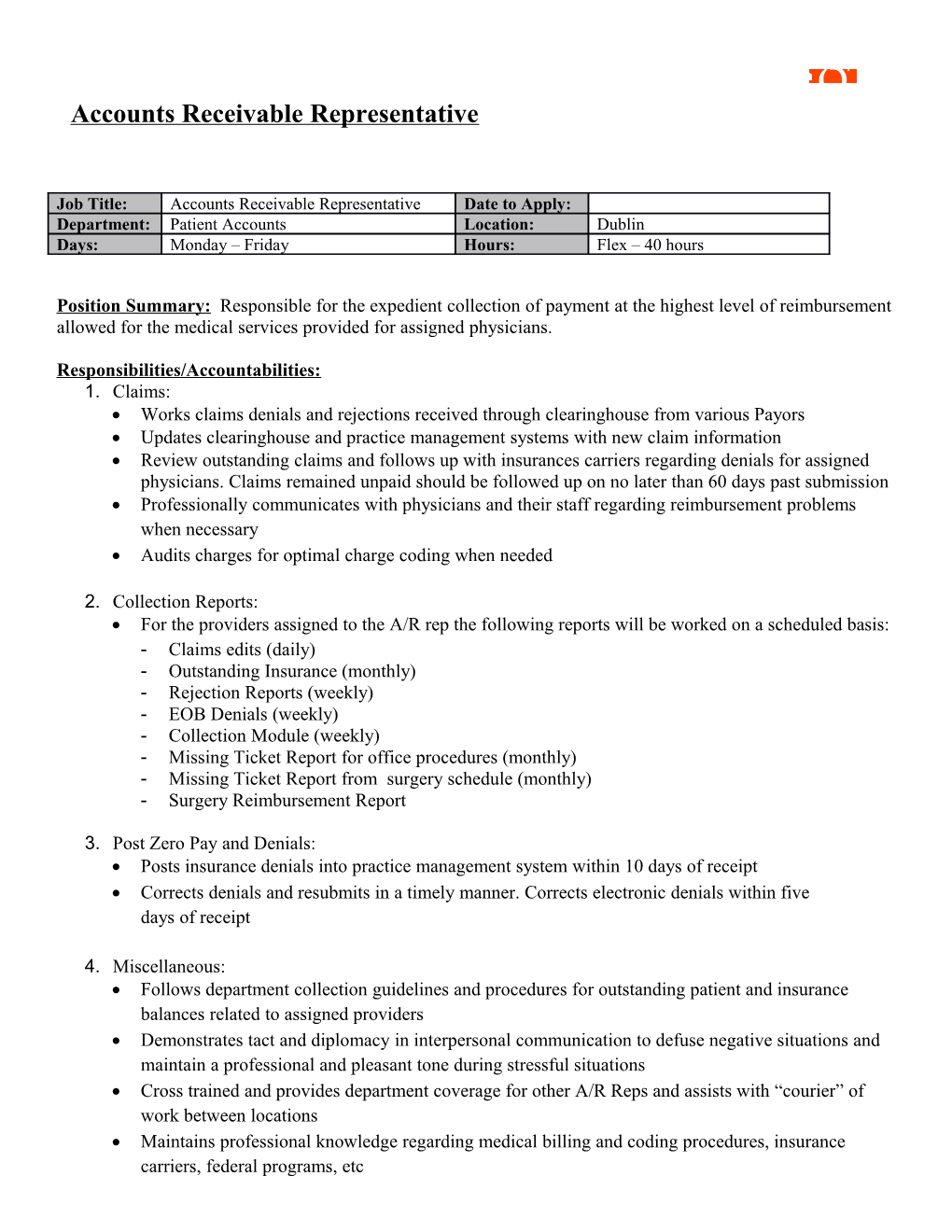 Accounts Receivable Representative