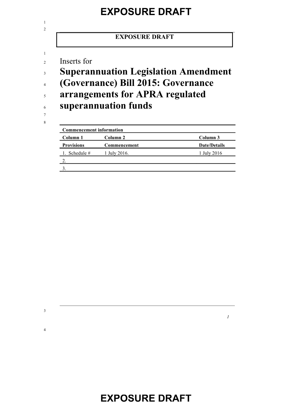 Exposure Draft: Superannuation Legislation Amendment (Governance) Bill 2015