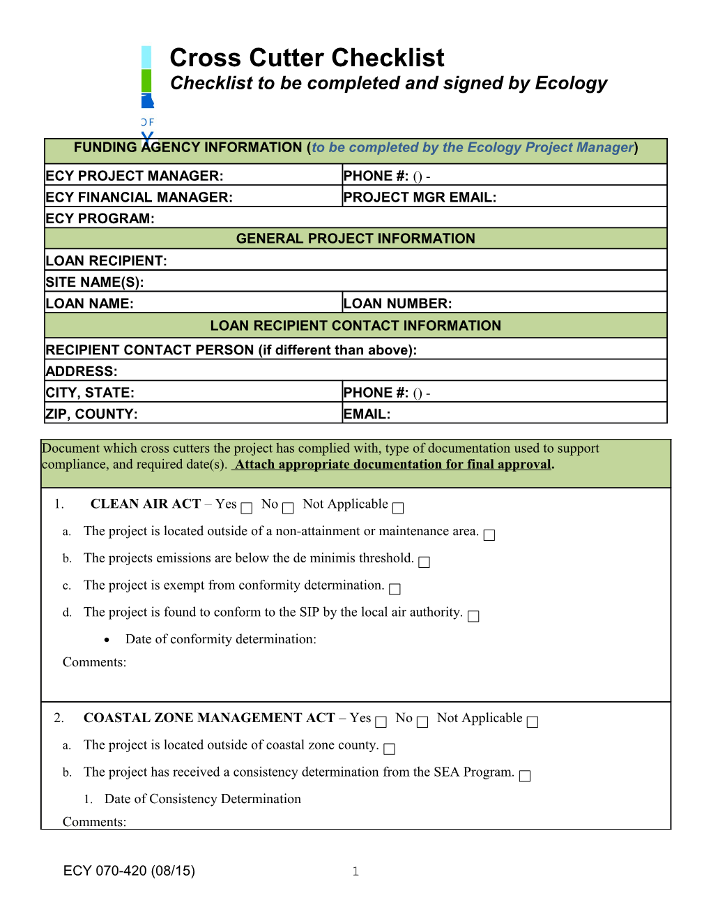 Cross Cutter Checklist