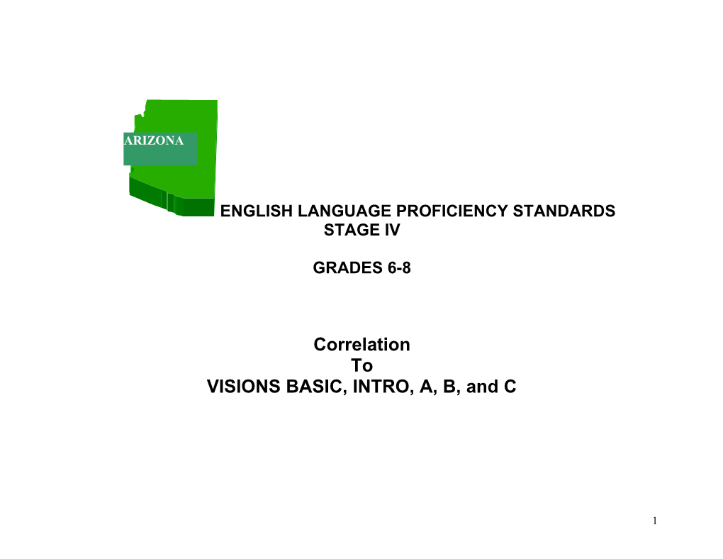 TUSD Language Acquisition - Visions Basic, Level A, B, and C to the ELL Proficiency Standards
