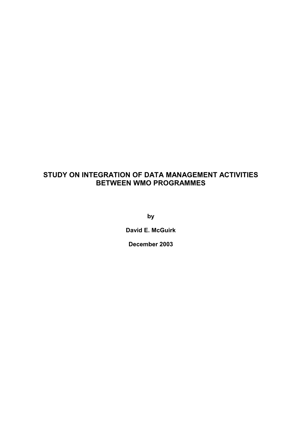 Report on Data Management Activities of WMO Programmes and Technical Commissions