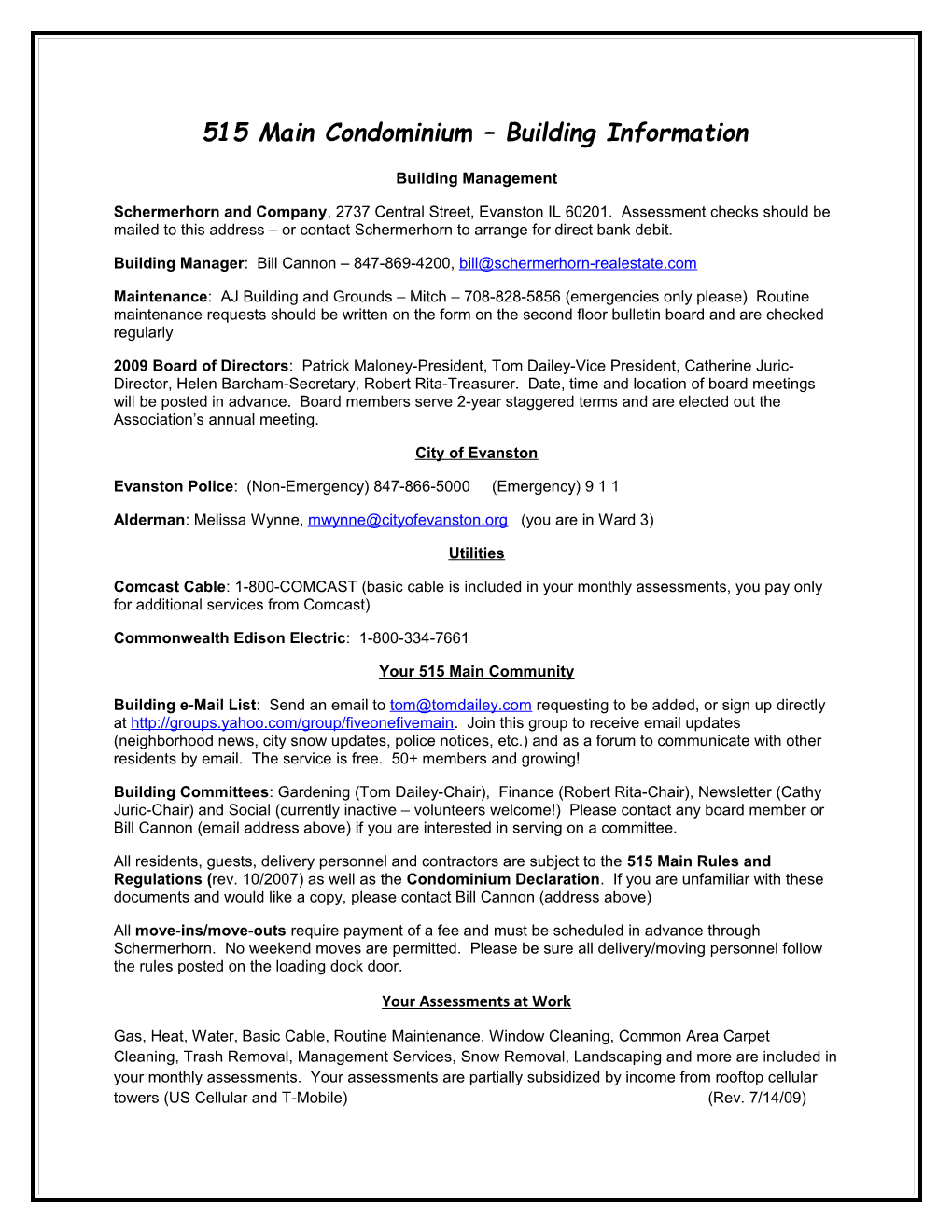 515 Main Condominium Building Information