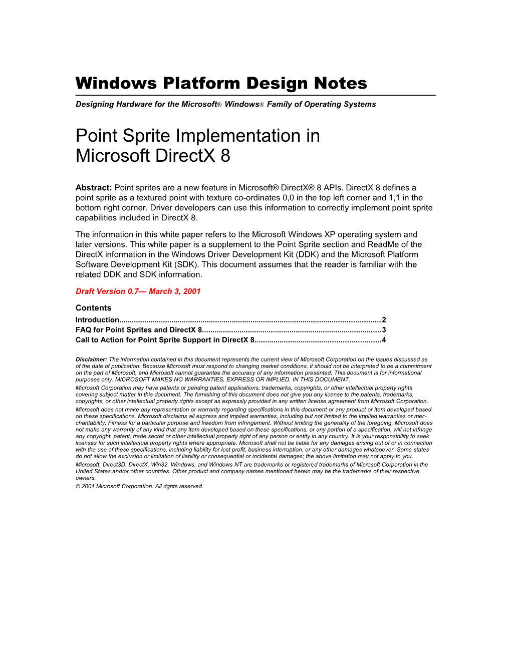 Point Sprite Implementation in Microsoft Directx 8