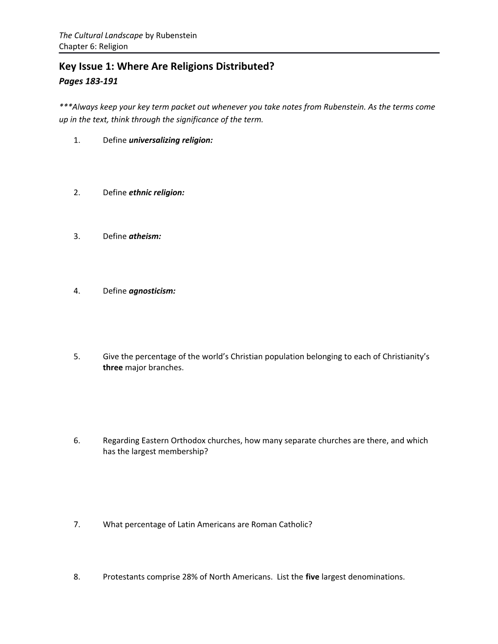 Key Issue 1: Where Are Religions Distributed? s1