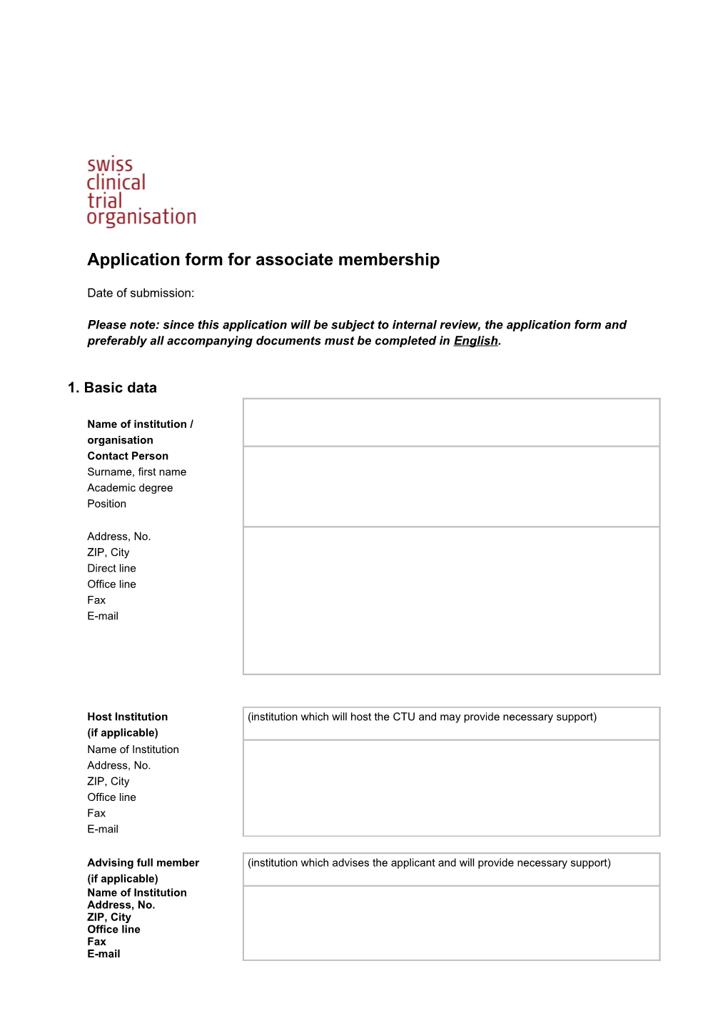 Application Form for Associate Membership