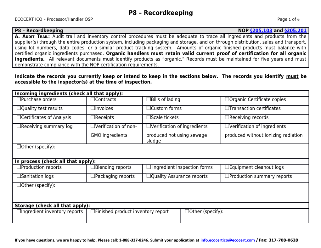 ECOCERT ICO Processor/Handler Osppage 1 of 3