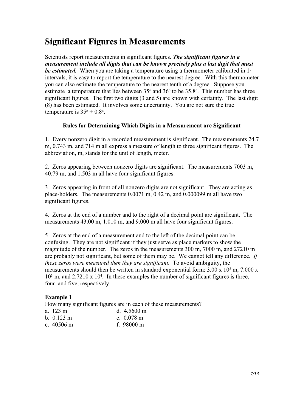 Significant Figures in Measurements