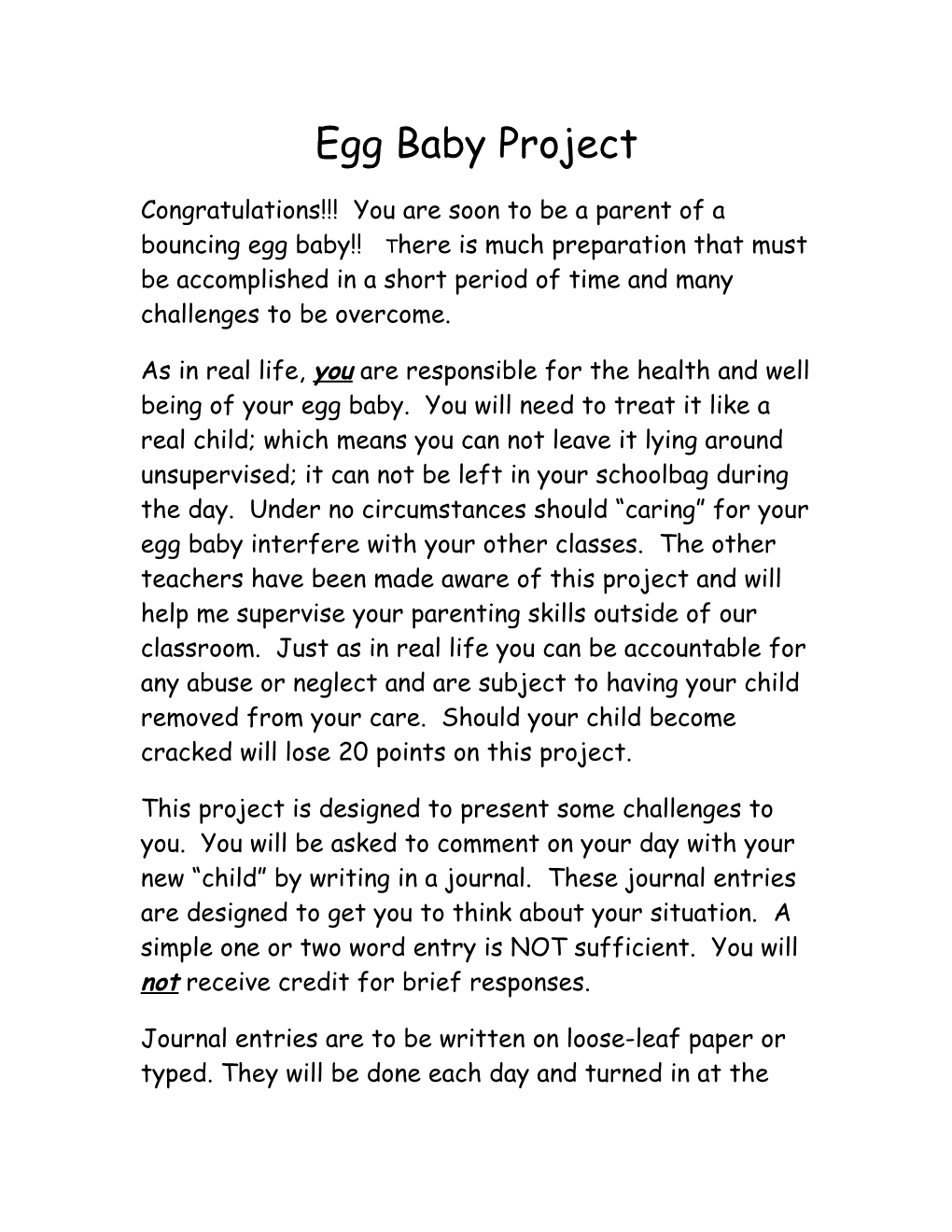 Egg Baby Project