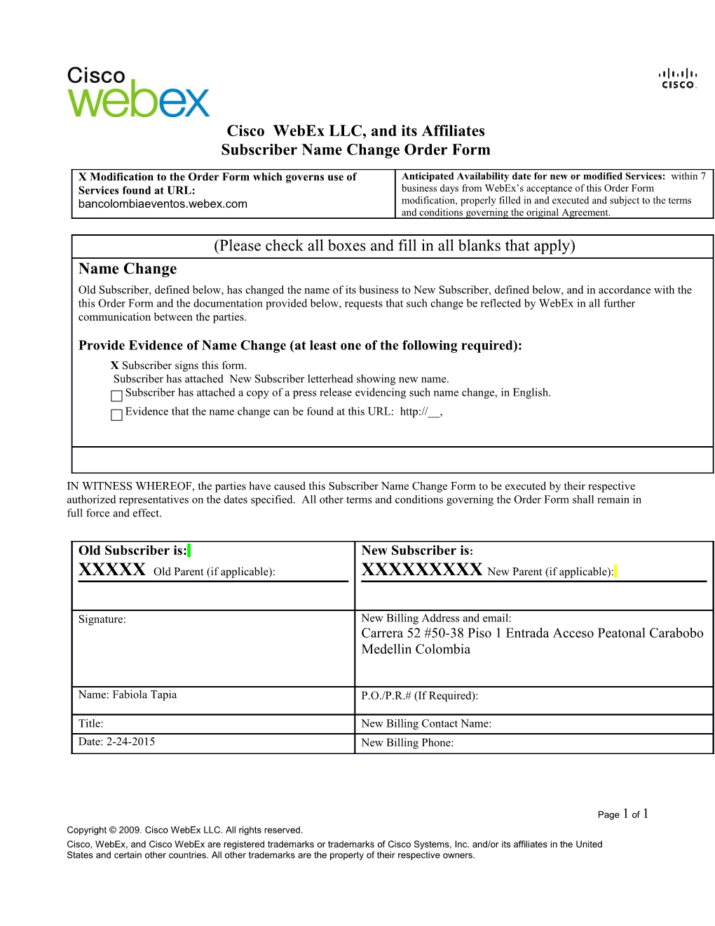 Meeting Center Subscription Agreement