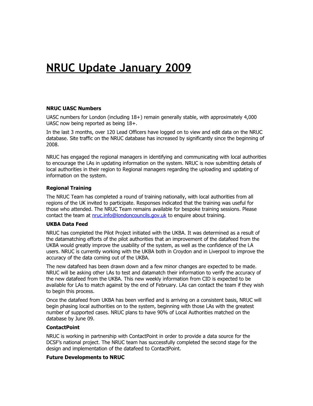 NRUC Update (ADCS)