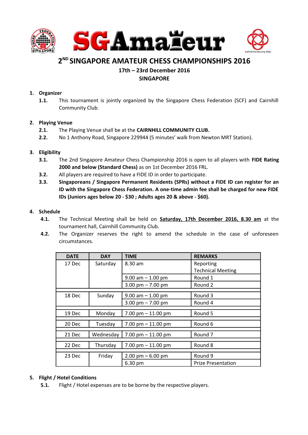 2Nd Singapore Amateur Chess Championships 2016