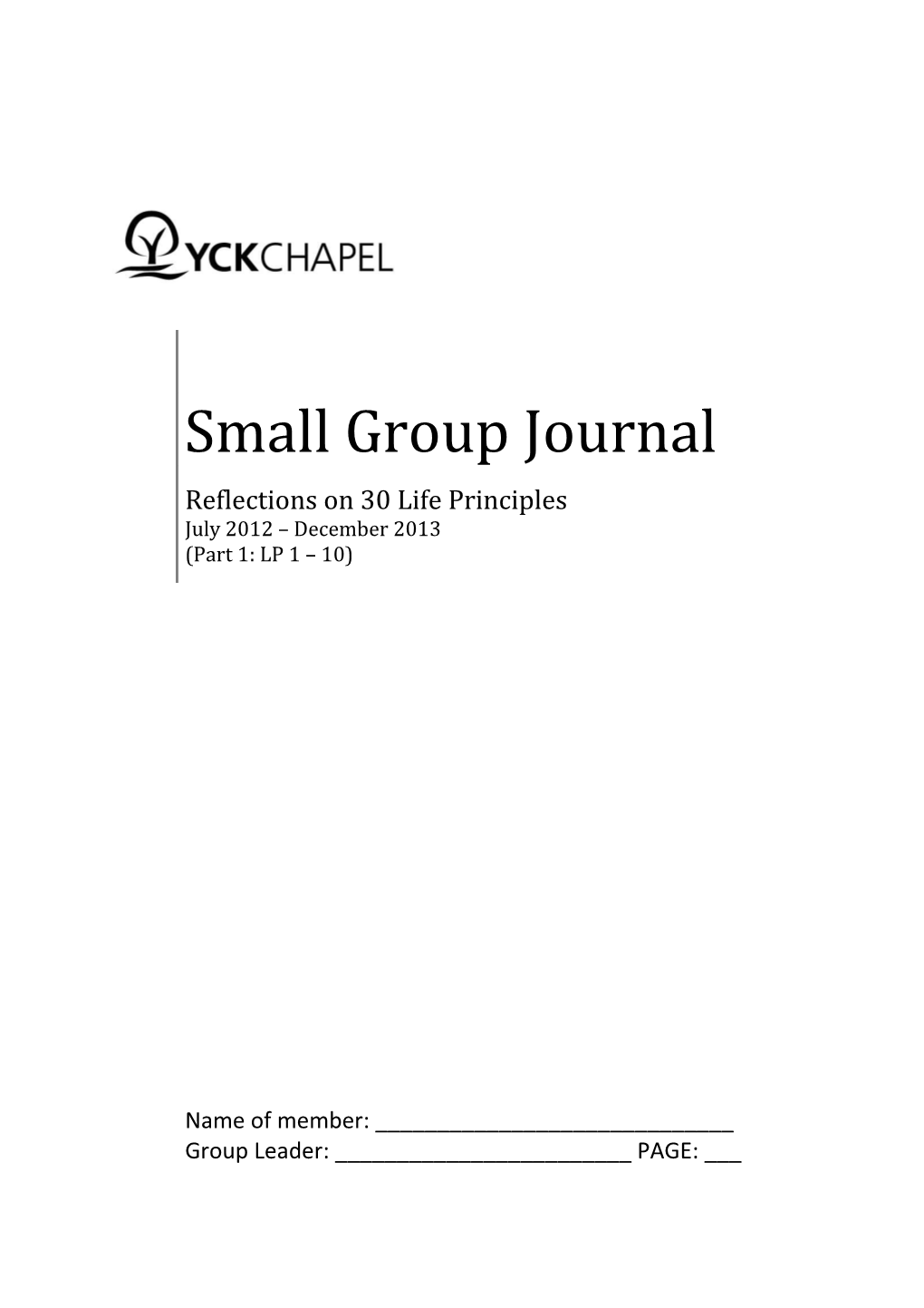 Small Group Journal