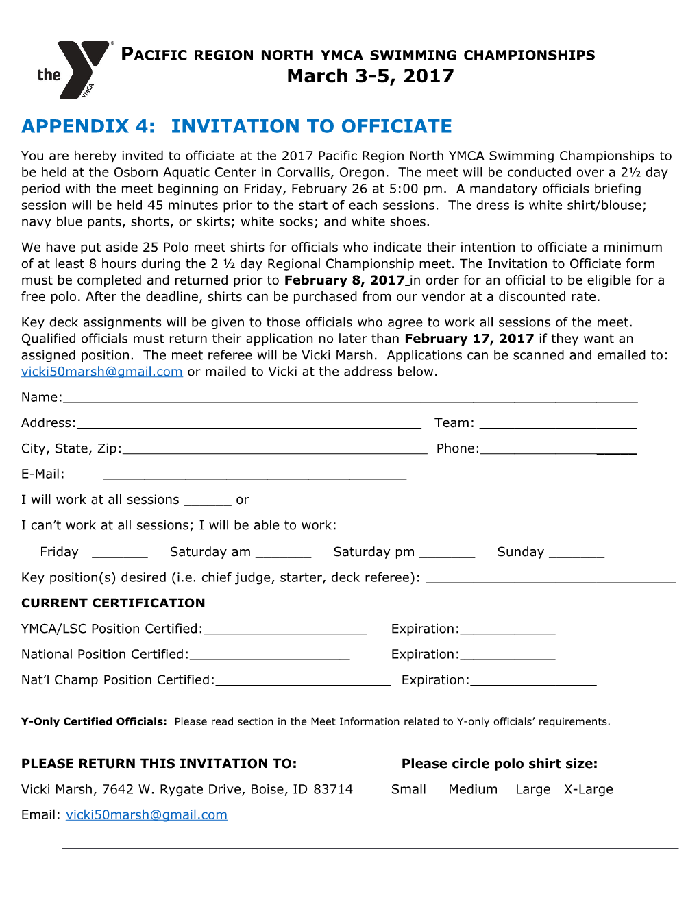 Appendix 4: Invitation to Officiate
