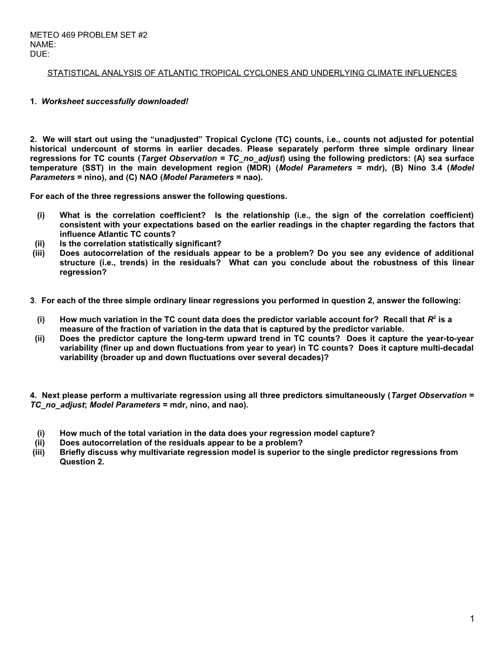 Meteo 469 Problem Set #2