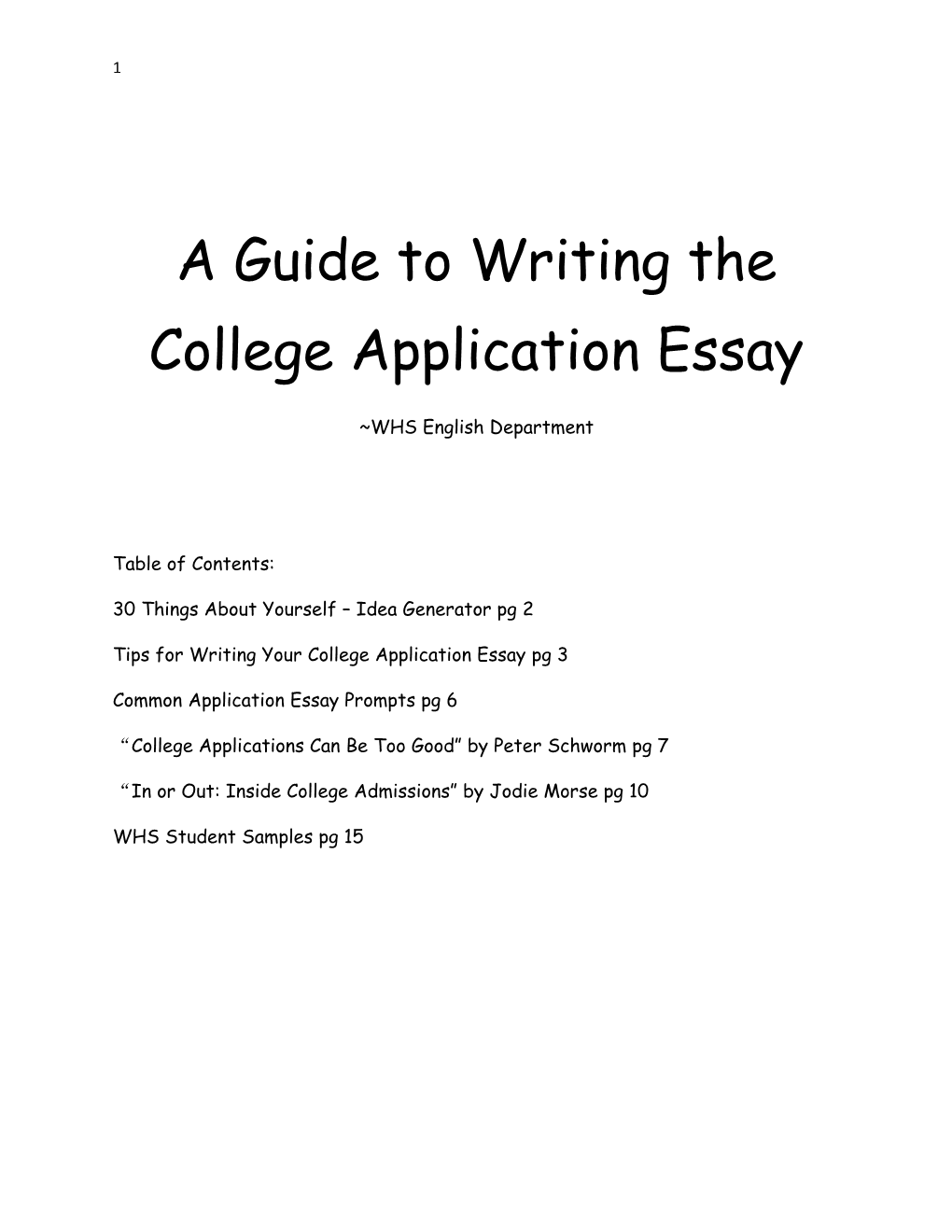 A Guide to Writing the College Application Essay