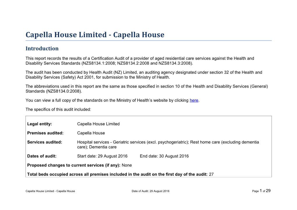 Capella House Limited - Capella House