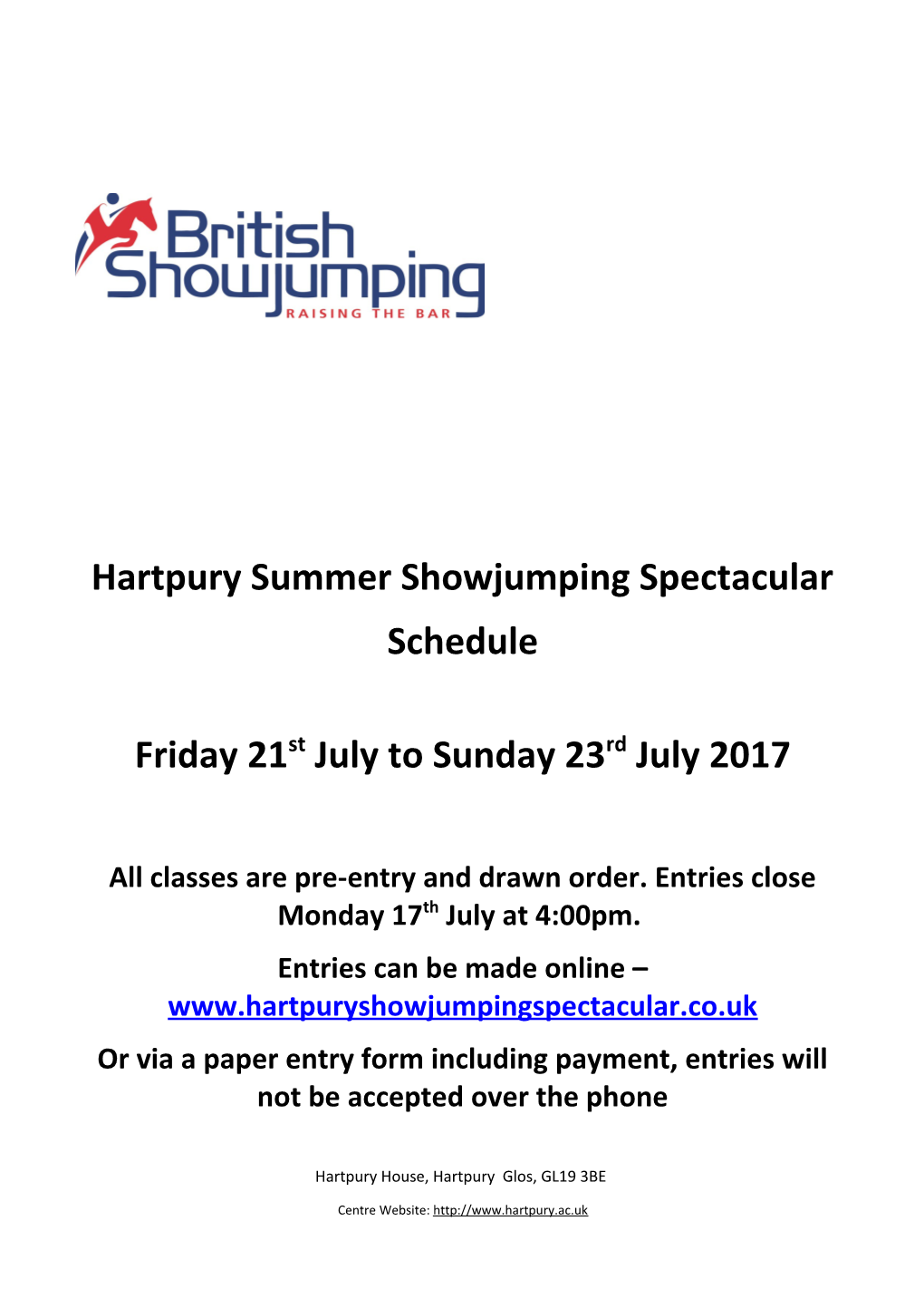 Hartpury Summer Showjumping Spectacular
