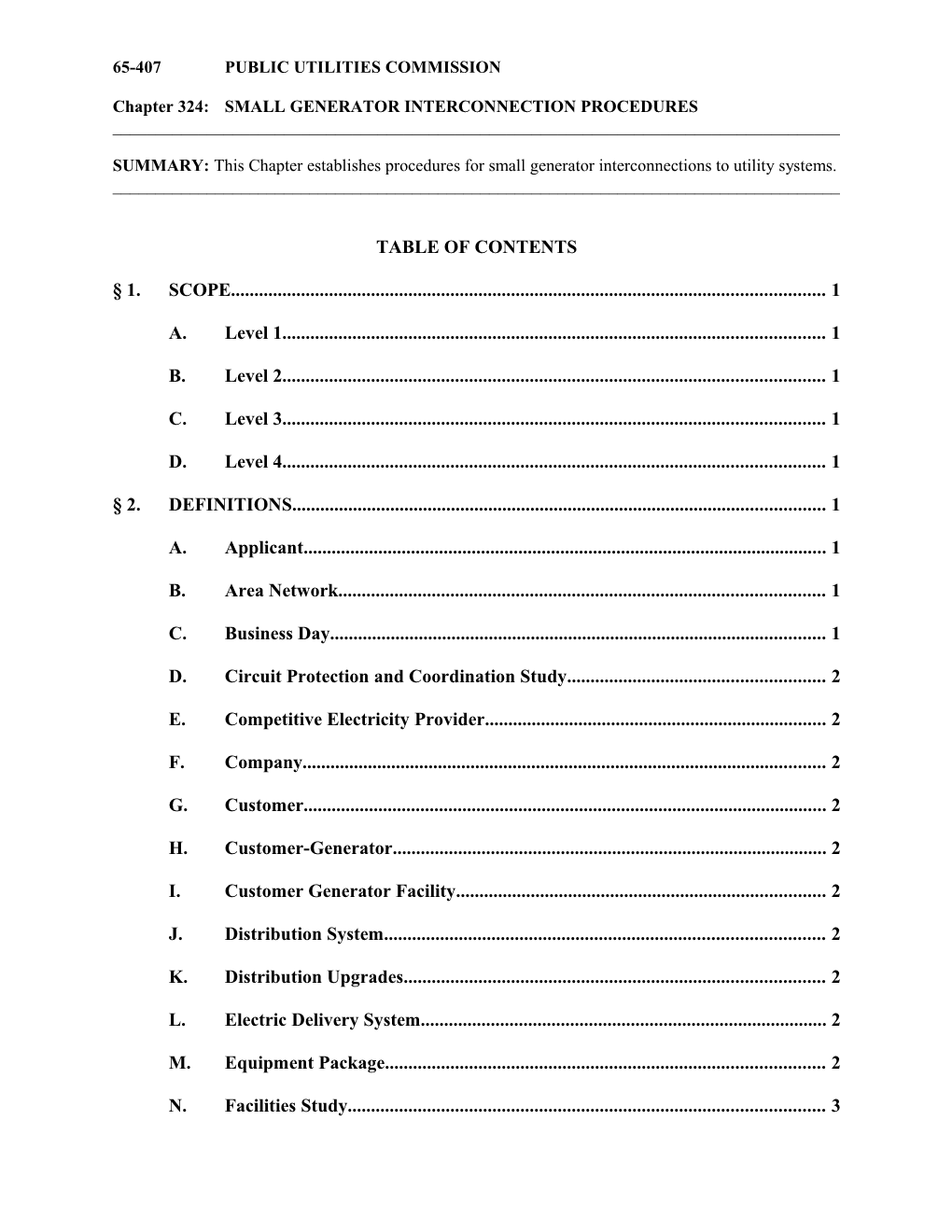 Chapter 324:SMALL GENERATOR INTERCONNECTION PROCEDURES